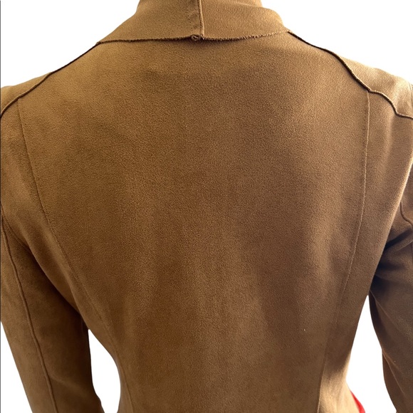 BLANK NYC Drape Front Faux Suede Zip Up Jacket In Hazelnut Brown Sz Small - Picture 6 of 10